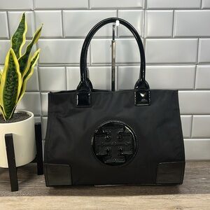 Tory Burch ELLA Medium Black Tote Bag — EUC!